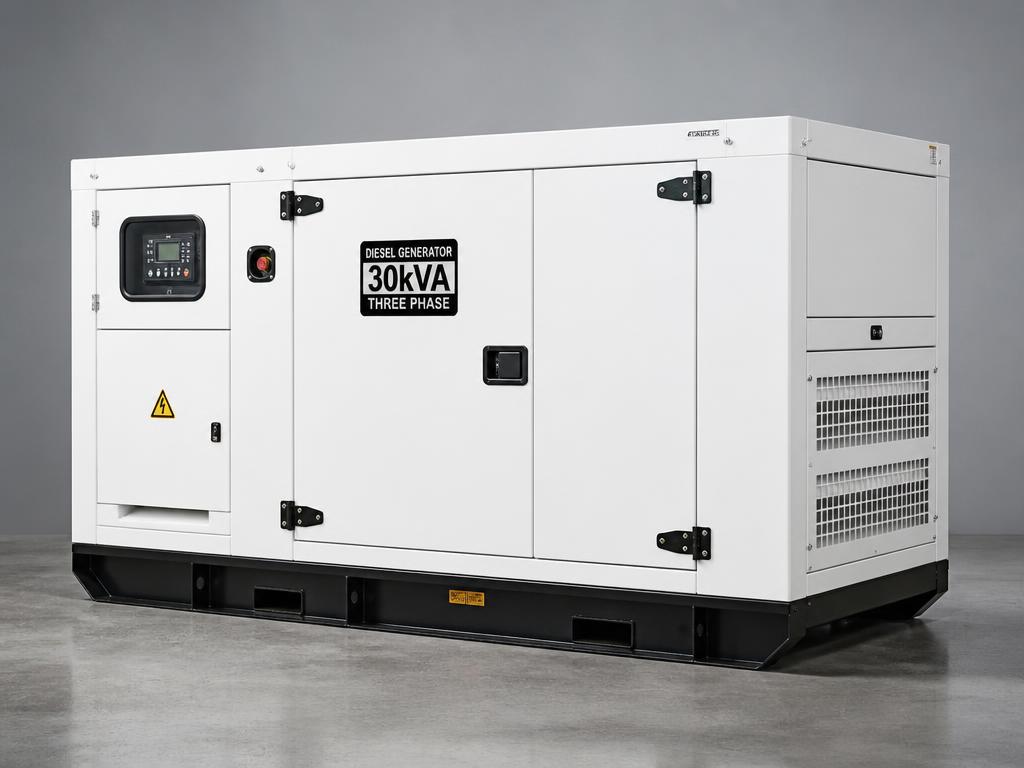 ReadyGen 30 kVA white enclosed diesel generator